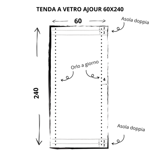 Cuore di lino - Tenda a Vetro in Puro Lino 100% Made in Italy Ajour Bianco Ottico (60x240cm) - immagine 9