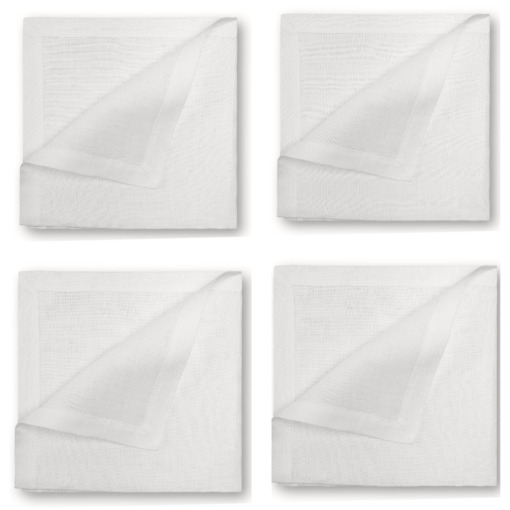 Cuore di Lino - Set di 4 Tovaglioli in Lino Bianco Ottico con Orlo a Cornice – Eleganza per Tavole Formali, 25x25 cm, Made in Italy